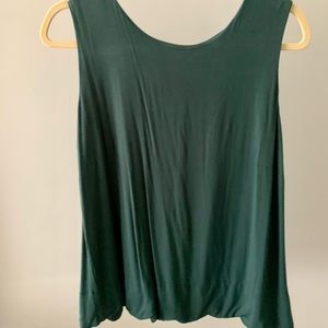 Halogen Scalloped green tank top with functional buttons down the back.